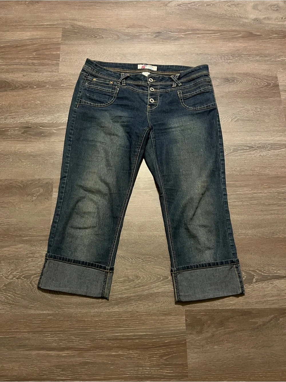 Piper Dark Blue Cuffed Cropped Jeans size 17
